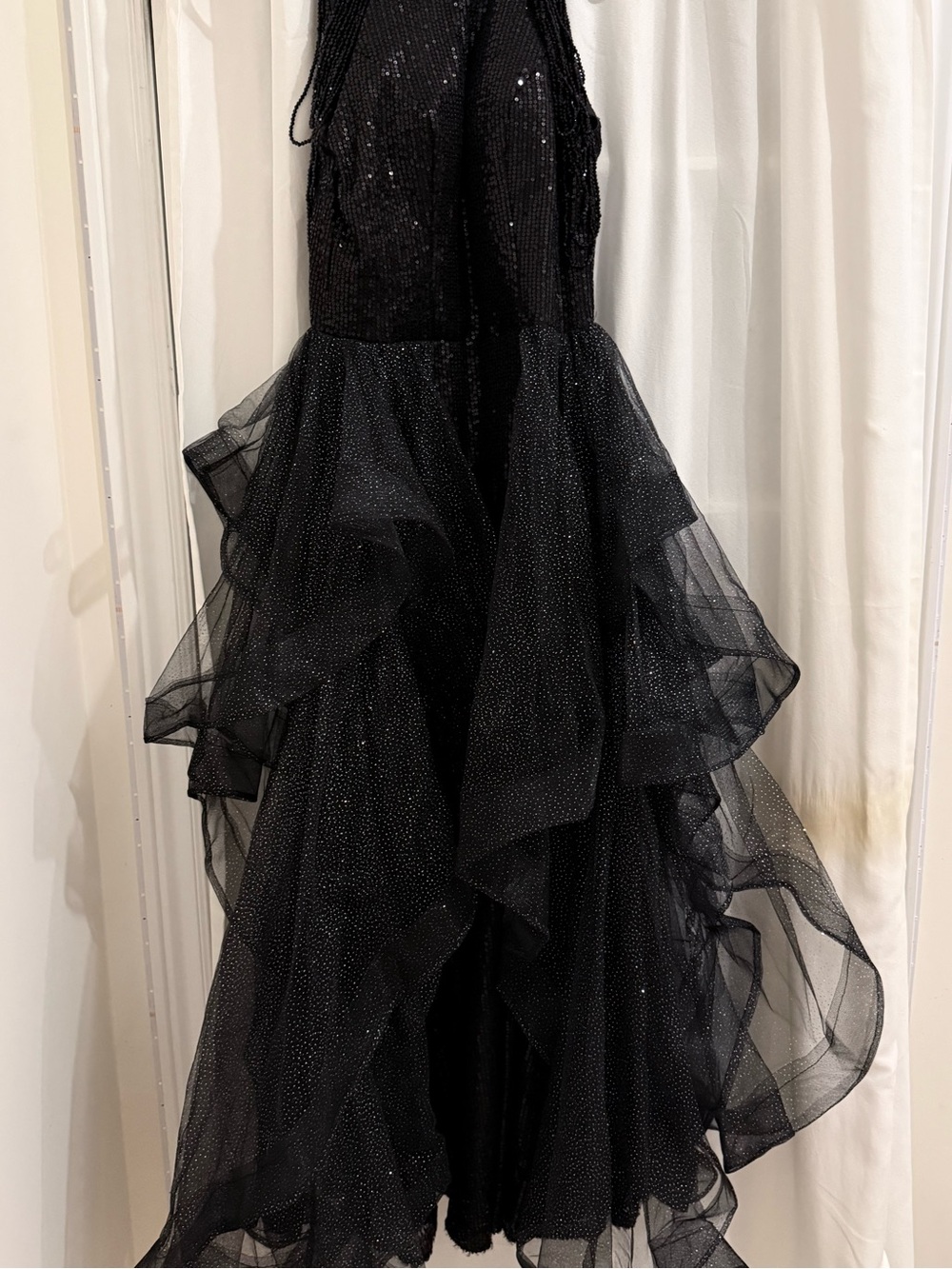 Sparkling Black Ruffle Tulle Prom Dress